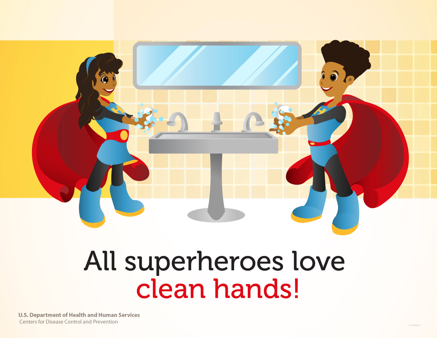 superhero wash hands poster