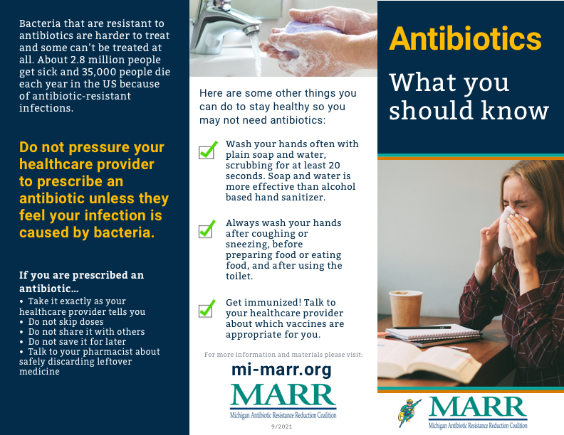 Antibiotic info for young adults brochure